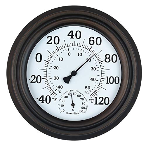 WiHoo 8 Indoor Outdoor ThermometerHygrometer for Patio Wall or Decorative