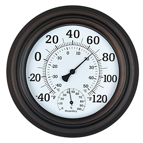 WiHoo 8 Indoor Outdoor ThermometerHygrometer for Patio Wall or Decorative