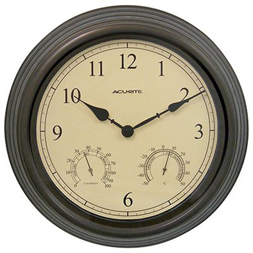 AcuRite 01063 15Inch Combo Clock with Thermometer and Hygrometer Copper Patina