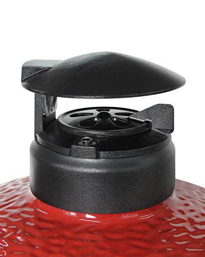 KAMaster 3 in 1 Cast Iron Cap for Kamado Joe Classic and Big Joe Grills Vented Chimney Cap Top MustHave Kamado Joe Accessories Replacement with Daisy Wheel and Rain Cap