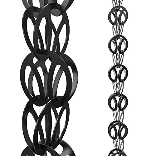 Rain Chains Direct Modern Loop Rain Chain 85 Feet Length Aluminum Black Powder Coated Functional and Decorative Replacement for Gutter Downspouts