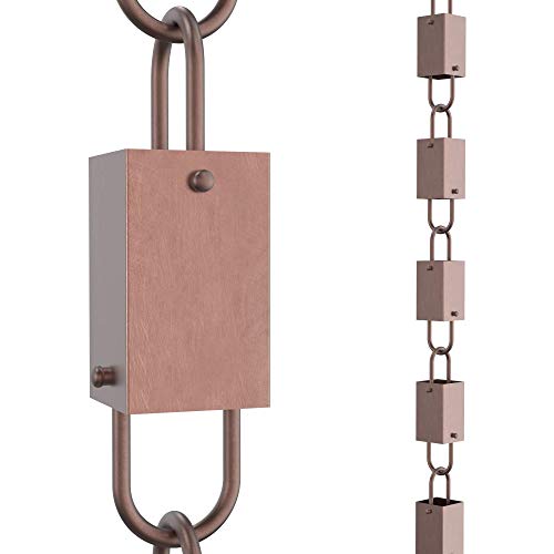 Rain Chains Direct Square Link Rain Chain 85 Feet Length 100 Copper Functional and Decorative Replacement for Gutter Downspouts