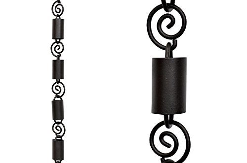 Rain Chains Pacific Spiral Link Rain Chain 85 Feet Length Aluminum Black Powder Coated Decorative  Functional for Gutter Downspouts