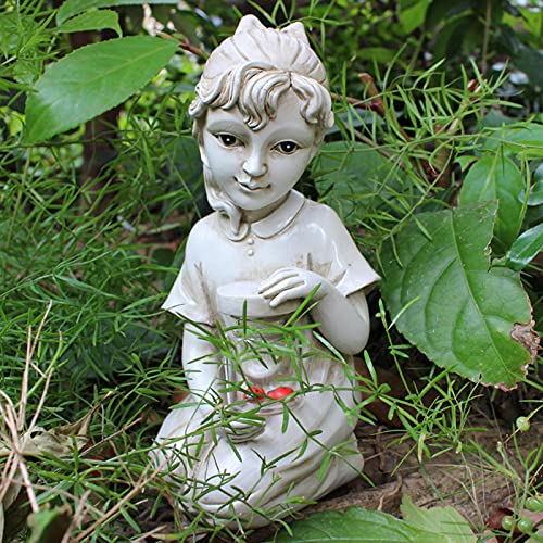 BWWNBY Garden Solar Children Statues Luminous Children Solar Lighted Firefly Jar Light Boy Girl Statues Creative Resin Kids Figurines Small Art Sculptures for Lawn Patio Yard(TypesGirl)