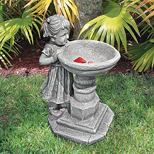 Design Toscano SH38018613 Georginas Garden Gaze Child at Birdbath Statuefull color