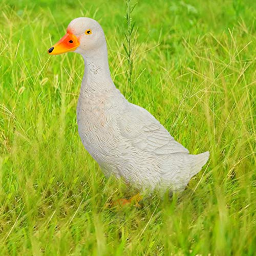 Duck Animal Garden Statue Resin Duck Figurine Sculpture for Lawn Yard Decor Farm Garden Accessories Art Crafts Decor Duckling Brood Garden Statues Pets and Childrens Toys (White)