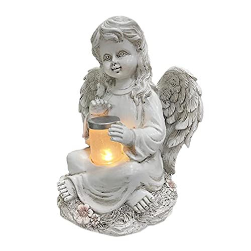 Fenteer Solar Light Angel Statue Solar Lights Little Baby Decorations for Home Resin Garden Decor for Outside Children Gifts  Girl