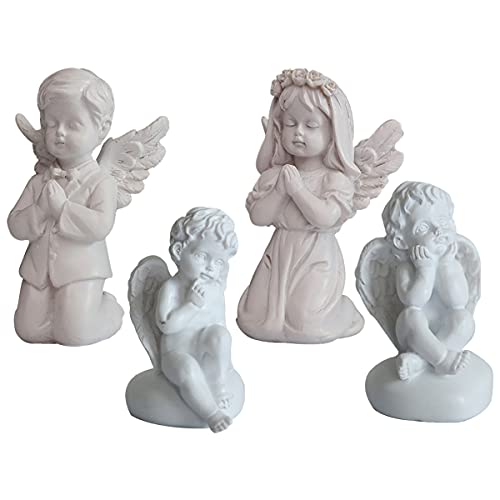 Adorable Angel Sculpture Memorial Statue Cherubs Angels Resin Garden Statue Figurine Praying Angel Thinking Boy Desktop Trinkets Indoor ​Outdoor Home Garden Decoration