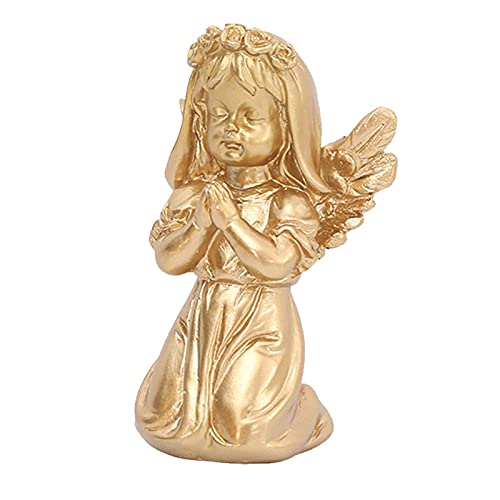 BWWNBY Gold Angel Resin Cherubs Statue Figurine Indoor Outdoor Home Garden Decoration Adorable Angel Sculpture Cute Angel Collection Wings Angel Memorial Statue (TypesB)