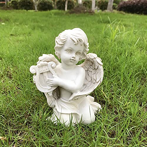 Gishima Cherubs Angels GardenStatues Figurine Guardian Angel Sculpture Indoor Outdoor Home Garden Decoration Collection Wings Angel Memorial Statue