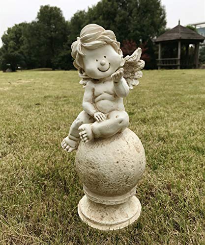 Gishima VintageInspired Smile Cherub Statue Angel Figurine Statue Home Garden Decor Wings Angel Statue Sculpture Memorial Statue Indoor Outdoor Decoration