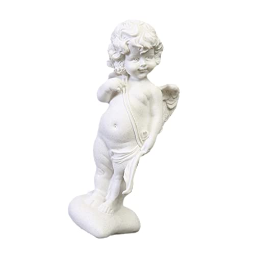 VICASKY Cherubs Angels Figurine Sandstone Fairy Garden Cupid Statue Ornament Memorial Church Sculpture Model Artistic Micro Landscape Decoration