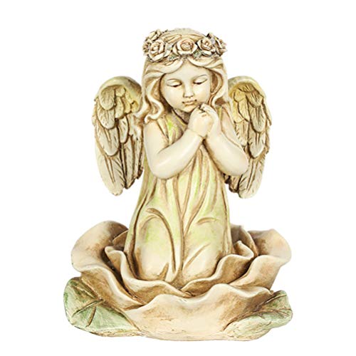 VOSAREA Angel Statue Garden Ornament Praying Cherub Figurine LED Sculpture Collection Figurine for Yard Patio Indoor Outdoor Home Garden Decoration (Random Style)