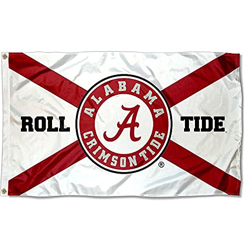 Alabama Crimson Tide State of Alabama Roll Tide Large Outdoor Banner Flag