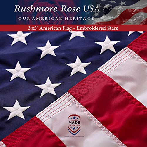 American Flag 3x5 ft  Made in USA Premium US Flag Embroidered Stars and Stripes  American Flags for Outdoors Made in America