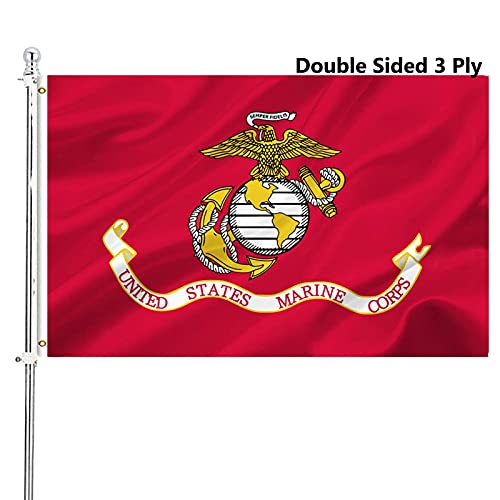 Marine Corps Flags Double Sided 3x5 Outdoor American US USA Marines Military Flag for Outdoor Room Wall with Grommets