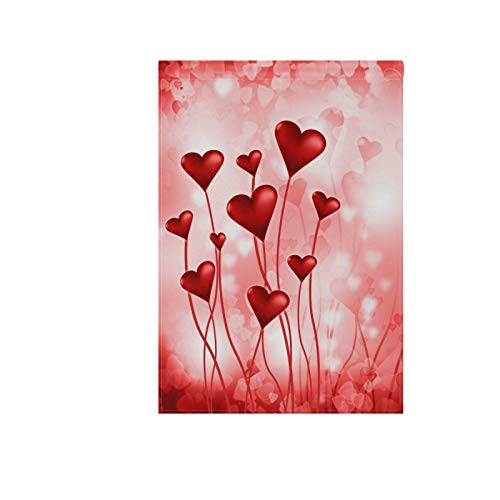 Valentines Red Love Heart Fabric Garden Flags Banner for Indoor  Outdoor Decoration Party 12 x 18 Double Sided100 Polyester