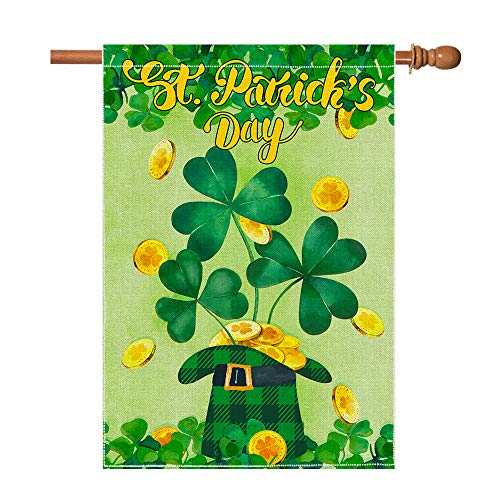 pinata St Patricks Day Flags 28 x 40 Double Sided Holiday Irish Saints Patricks Decorations for Home House Flag Outside Porch Decorative Outdoor Banner Shamrock Clover Buffalo Plaid Large Garden Flag