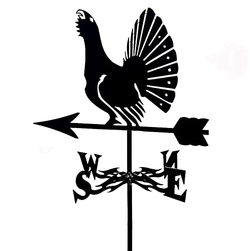CNMMM Retro Farmhouse Peacock Weather Vane Roof Mount Wind Direction Indicator Outdoor Bracket Weathervane with Animal Ornament for Farm Yard Barn Measuring Tool