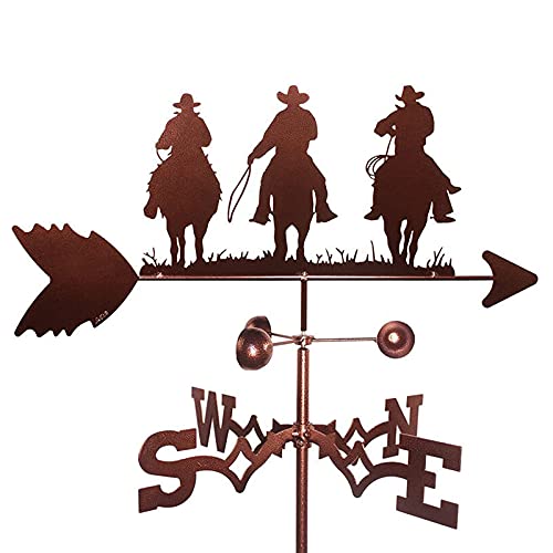 YDHNB Weathervane with Roof Mount Weather Vane Stainless Steel Wind Direction Indicator Retro Home Decor Gift Creative Cowboy Farm Scene Shape Metal Weathervane