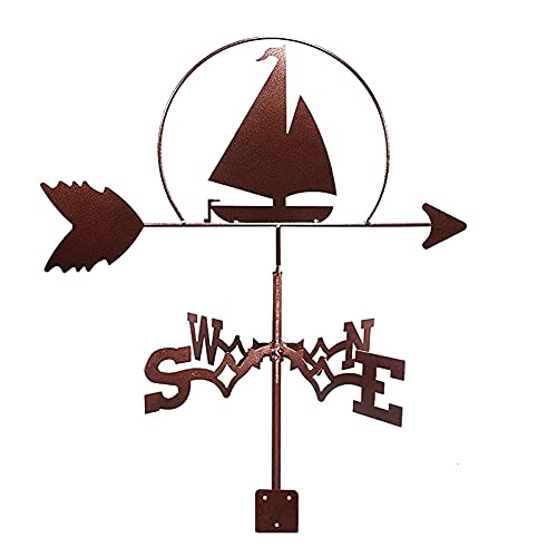 DFJU Decorative Weathervanes  Sailboat Stainless Steel Weather Vane Durable Retro Farm Scene Garden Stake Wind Direction Indicator Outdoor Roof Garden Mount Yard Measuring Tool