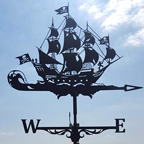 HAN XIU Iron Art Weathervane Garden Metal Weather Vane House Vane Outdoor Roof Garden Mount Yard Decor Weather VaneYard Indicating Wind DirectionSailboat