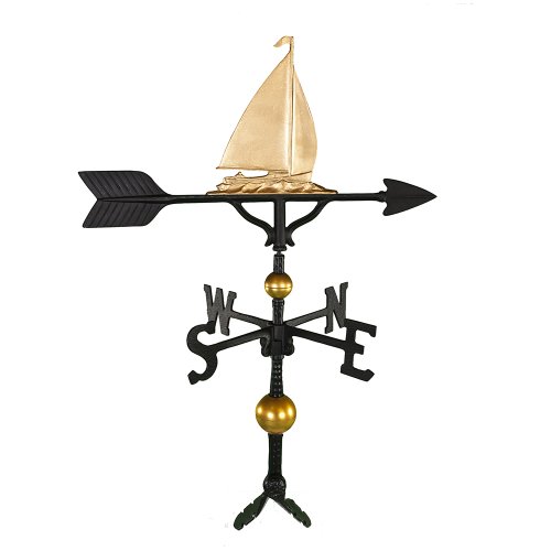 Montague Metal Products 32Inch Deluxe Weathervane with Gold Sailboat Ornament