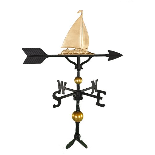 Montague Metal Products 32Inch Deluxe Weathervane with Gold Sailboat Ornament