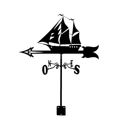 Weather Vane Sailboat Stainless Steel Weathervane Measuring Tools Wind Direction Indicator Weathercock Garden Stake for Outdoor Bracket Decor Craft