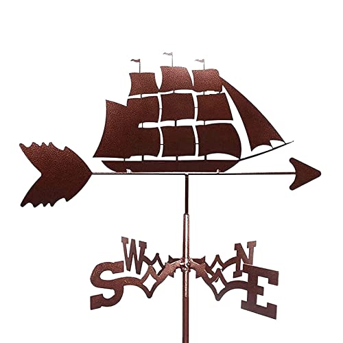 YDYBY Metal Weathervane Sailboat Stainless Steel Weather vanes for Outdoor Iron Roof Garden Outdoor Yard Decoration Wind Direction Indicator Kit Wind Vane with Roof MountStyle 1