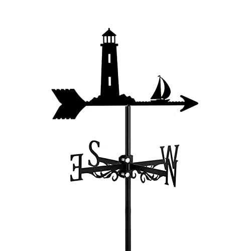 ZNEL Weathervane in Garden  Outdoors Iron Sloop Sailboat Ornament Weathercock Stainless Steel Weather Vane Direction Indicator for Outdoor Farm Mount ​Yard Roof Barns DecorationSloop  Lighthouse