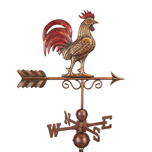 Good Directions 1975RED Bantam Red Rooster Weathervane Pure Copper Hand Finished MultiColor Patina