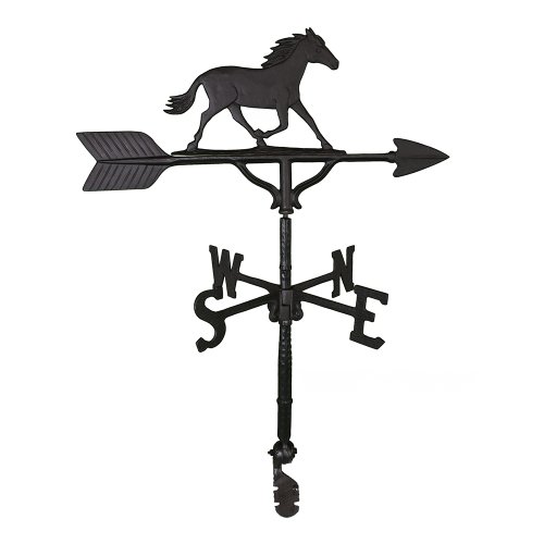 Montague Metal Products 32Inch Weathervane with Satin Black Horse Ornament