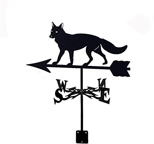 Stainless Steel Fox Weather Vane Creative Animal Wind Direction Indicator Weathervane Roof Mount Measuring Tools  Gift for Home (Color  Wild Fox)