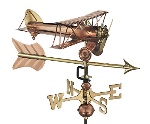 Good Directions Biplane with Arrow Weathervane Includes Garden Pole Pure Copper Airplane Weathervanes Aviation Décor