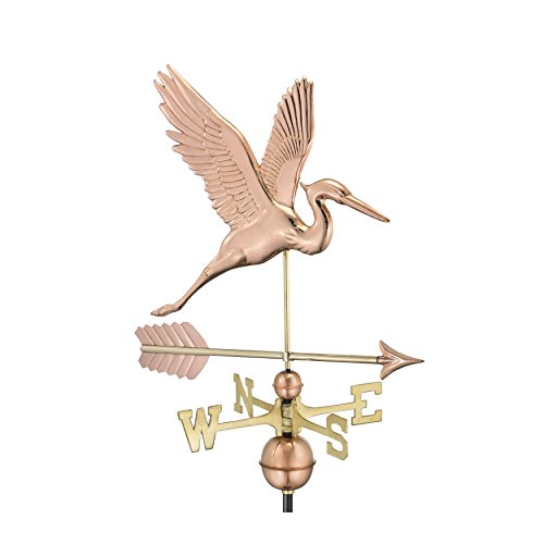 Good Directions Graceful Blue Heron with Arrow Weathervane  Pure Copper