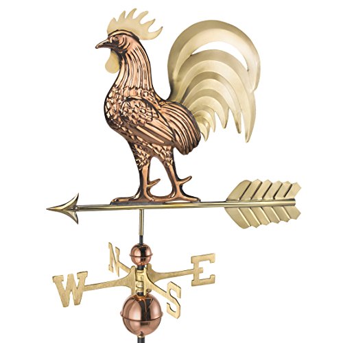 Good Directions Proud Rooster Weathervane  Pure Copper  Brass (26 inch) Rooftop Ornament Wind Vane Roof Décor