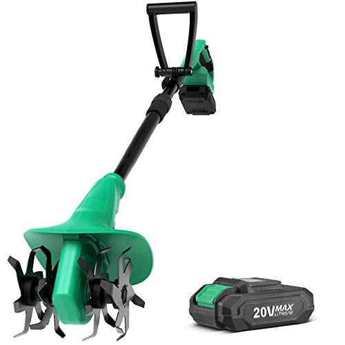 Cordless Tiller Cultivator  KIMO 78Inch Electric Tiller Cultivator 20V 280RPM Battery Tiller w24 Steel Tines Max Tilling 78Inch Width  5Inch Depth for Digging Weed Removal  Soil Cultivation