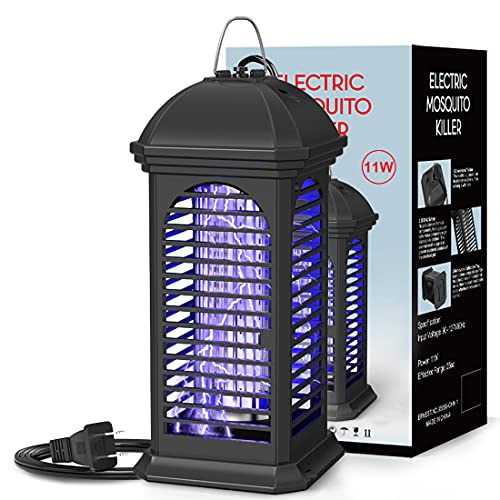 Electric Mosquito Zapper 11W Powerful 4200V Bug Zapper Insect Killer Mosquito LampLightEmitting Flying Insect Trap for Indoor Backyard Farm(Black)