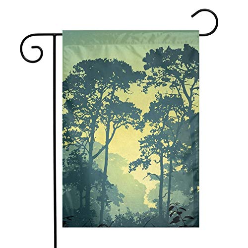 Kjaoi Mist Forest Scenery with Tree Festival Garden Flag Front Door Flag Decorative Home Outdoor Flag 1218 Inch