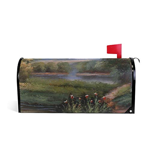 YQINING Oil Painting Scenery with Trees Mailbox Cover Magnetic Customized 208 x 18 Inch Suitable for US Standard Size Mailbox