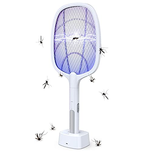 Luckybay Electric Mosquitos Fly Swatter Portable Rechargeable Bug Zapper Lamp Racket Mosquito Killer Racket for Indoor and Outdoor