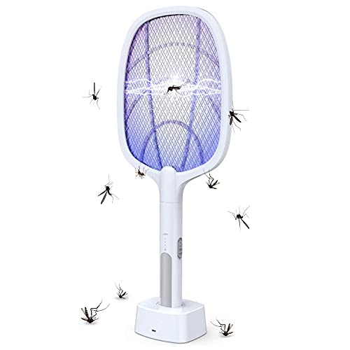 Luckybay Electric Mosquitos Fly Swatter Portable Rechargeable Bug Zapper Lamp Racket Mosquito Killer Racket for Indoor and Outdoor