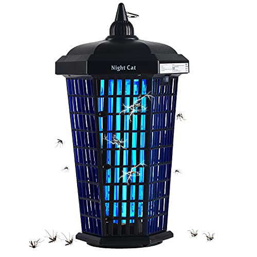 Night Cat Bug Zapper for Indoor Outdoor with 30W Attractive Light Lamp Bulb Fly Insect Trap Electric Mosquito Killer with Light Sensor Mode Auto ONOff 4200V