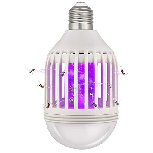 NoBug Bug Zapper Led Light Bulb 2 in 1 Mosquito Killer Lamp Led UV Lamp Fly Moths Zappers Fits 110V E26 Light Bulbs Socket