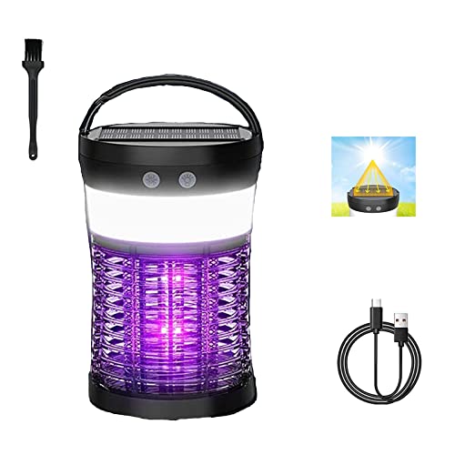 Portable LED Flashlight Bug Zapper Lamp with Solar and USB Rechargeable Battery SOS Emergency with 3 Lighting Modes for Camping Hiking Backyard  Patio  Office and Traveling