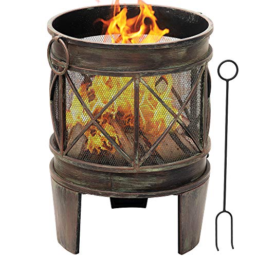 Amagabeli Fire Pit Outdoor Wood Burning Cast Iron Firepit Firebowl Fireplace Heater Log Charcoal Burner Extra Deep Large Round Camping Outside Patio Backyard Deck Heavy Duty Metal Grate Bronze
