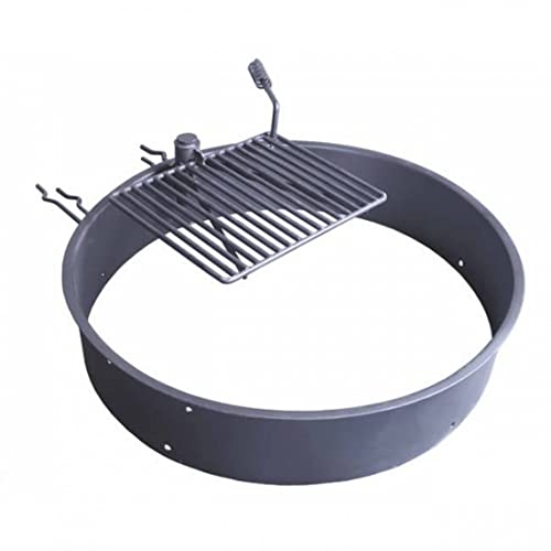 TITAN GREAT OUTDOORS Steel Fire Ring with Grate HeavyDuty Fire Pit and Grill for Camping (36)