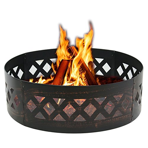 HomGarden Portable 37 Fire Pit Campfire Ring Large Outdoor Heavy Duty Steel Wood Burning Firepit Patio Camping Fire Rings
