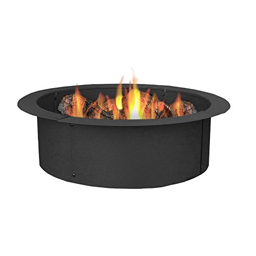 Sunnydaze Fire Pit Ring  33 Inch Outside x 27 Inch Inside  DIY Campfire Liner  Portable Wood Burning Ring  Above or InGround  Durable Steel